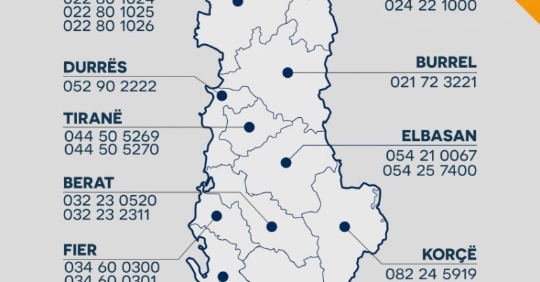 Përmirësohet me 70% situata e defekteve në rrjetin e shpërndarjes, harta me numrat e kontaktit në raste avarish për 11 rajonet e vendit